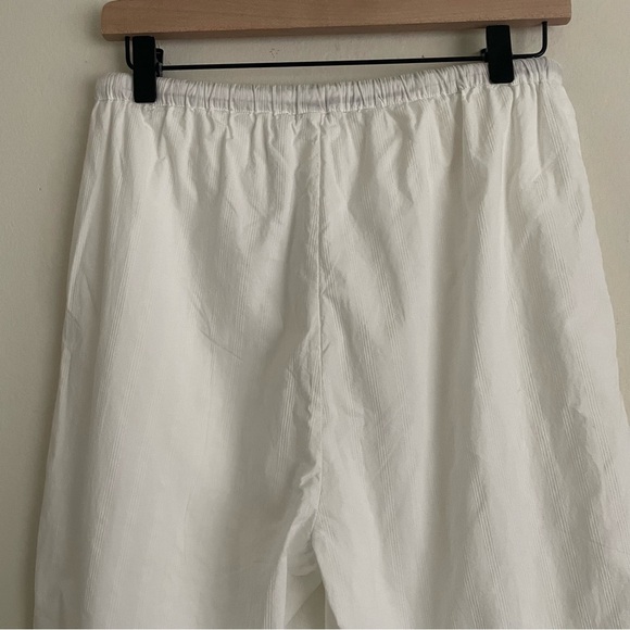 Amour Vert White Cotton Wide Leg Pants Rope Pockets Drawstring Sample Size S - Picture 5 of 6